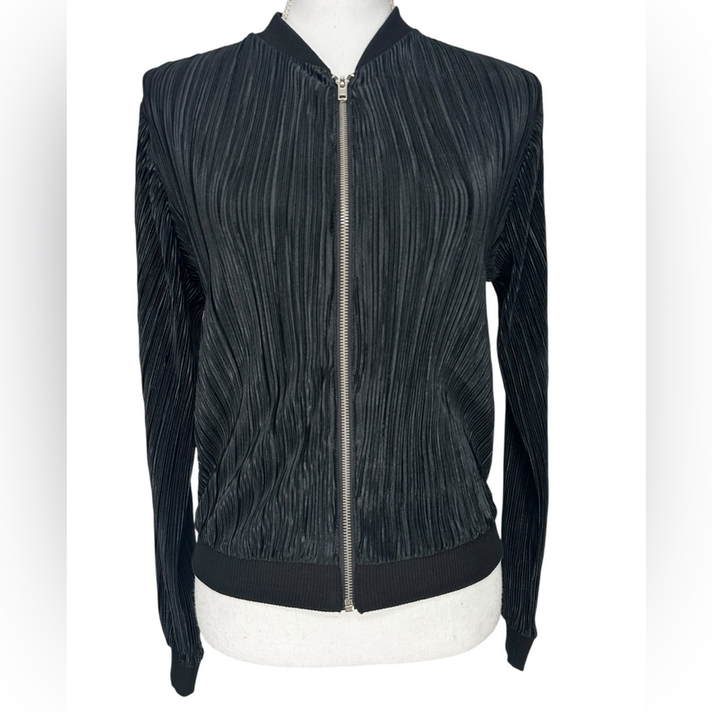 LOVE, FIRE / Black Pleated Material Track Jacket / Small / Goth Emo Dark Fairy